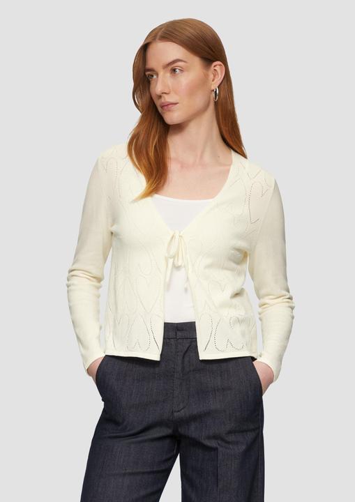 Produktbild s.Oliver Strickjacke Feinstrick-Jacke mit Herz-Ajourmuster und Bindeband (36)