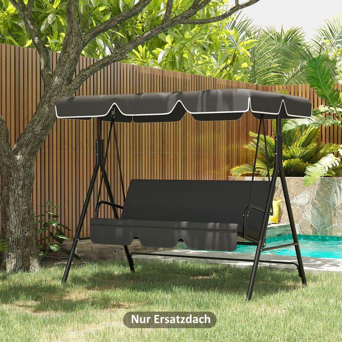 Produktbild Swisshandel24 Hollywoodschaukel Ersatzdach Dachbezug für 3-Sitzer, Sonnendach, Dunkelgrau