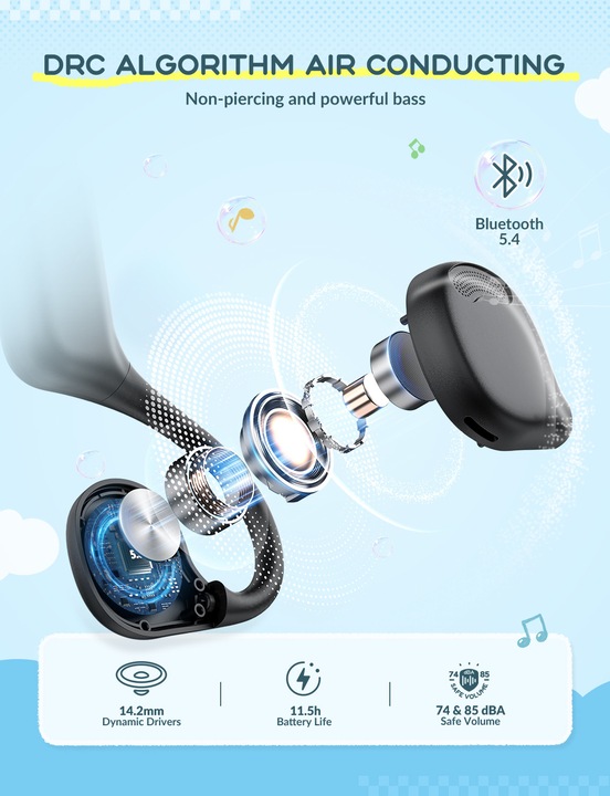 Produktbild Iclever Air Conduction Headphones BT C012589N1 74/85 dB, Blue/Black