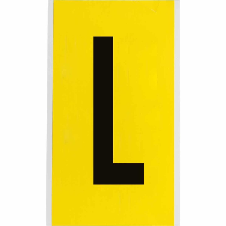 Image du produit Brady 3470-L, B-499, tissu nylon, lettre L, noir sur jaune, 127 x 228mm, hauteur des caractères 152mm(25