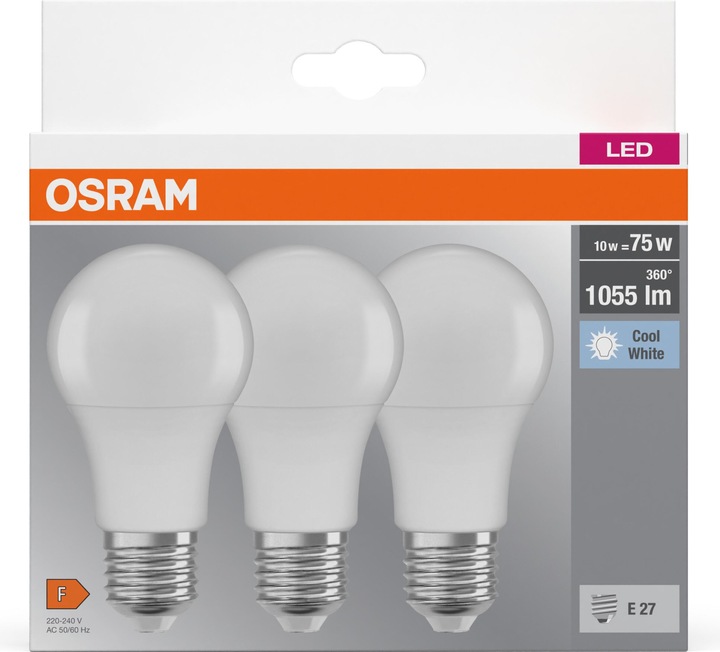 Produktbild Osram Led Base Classic A (E27, 10.50 W, 1060 lm, 3 x, F)