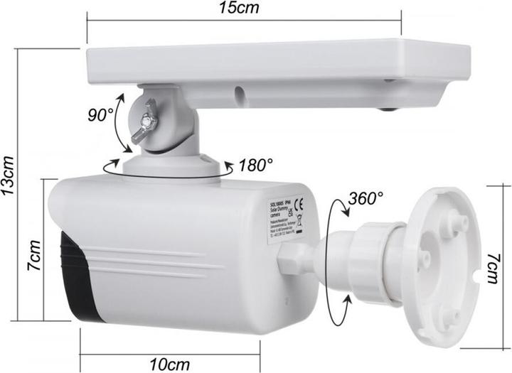 Produktbild Comm-Tec Atrapa kamery SOL1800S solarna, migająca dioda, czujnik ruchu, oświetlenie LED