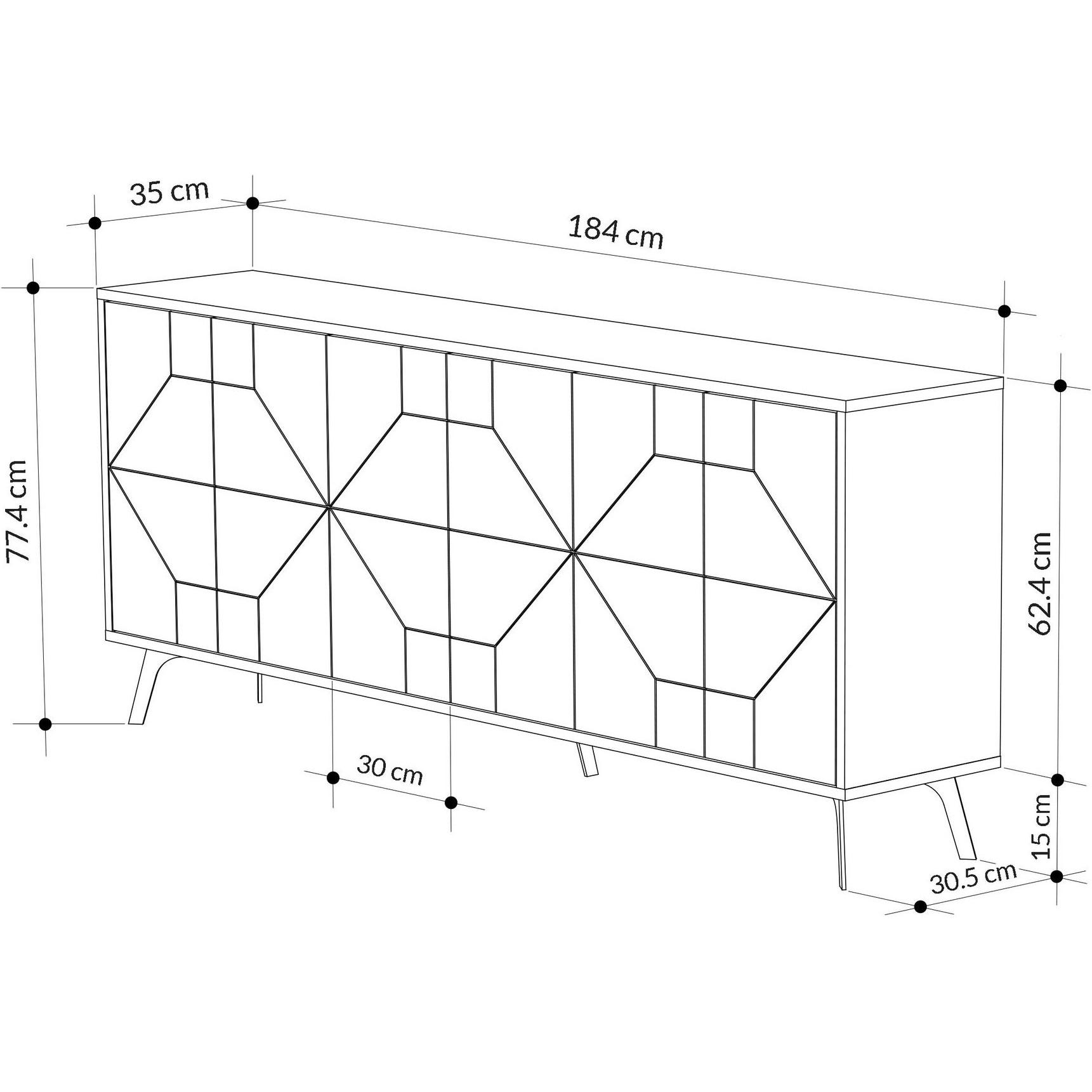 Thumbnail - Skye Decor, Kommode + Sideboard, Cain (184 x 35 x 77.5 cm)