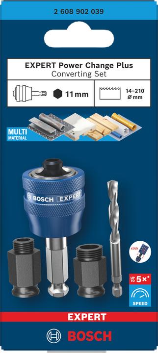 Produktbild Bosch Professional Zubehör EXPERT Power Change Plus Umrüst-Set, HEX Schaft 11 mm, HSS-G, 7,15 x 45 x 85 mm, 2 Adaptermuttern (7.15 Millimeter)
