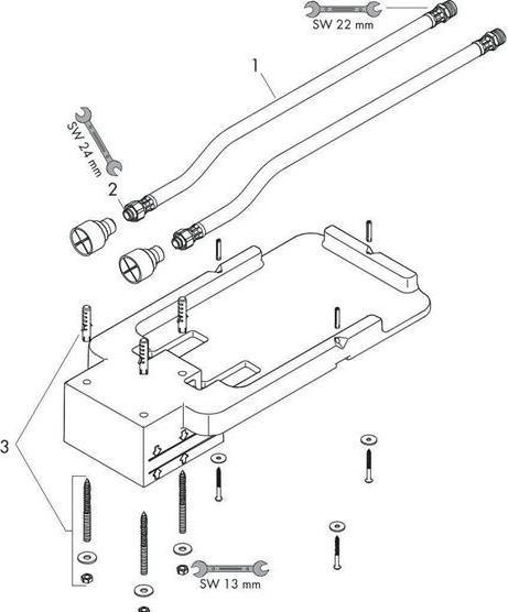Actual product image hansgrohe AXOR basic body for ceiling-mounted overhead shower