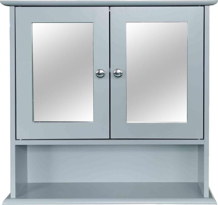 Produktbild HTI-Living Badezimmerschrank mit Spiegel Türen Wandspiegel Schrank 54 x 52 x 14 cm Grau