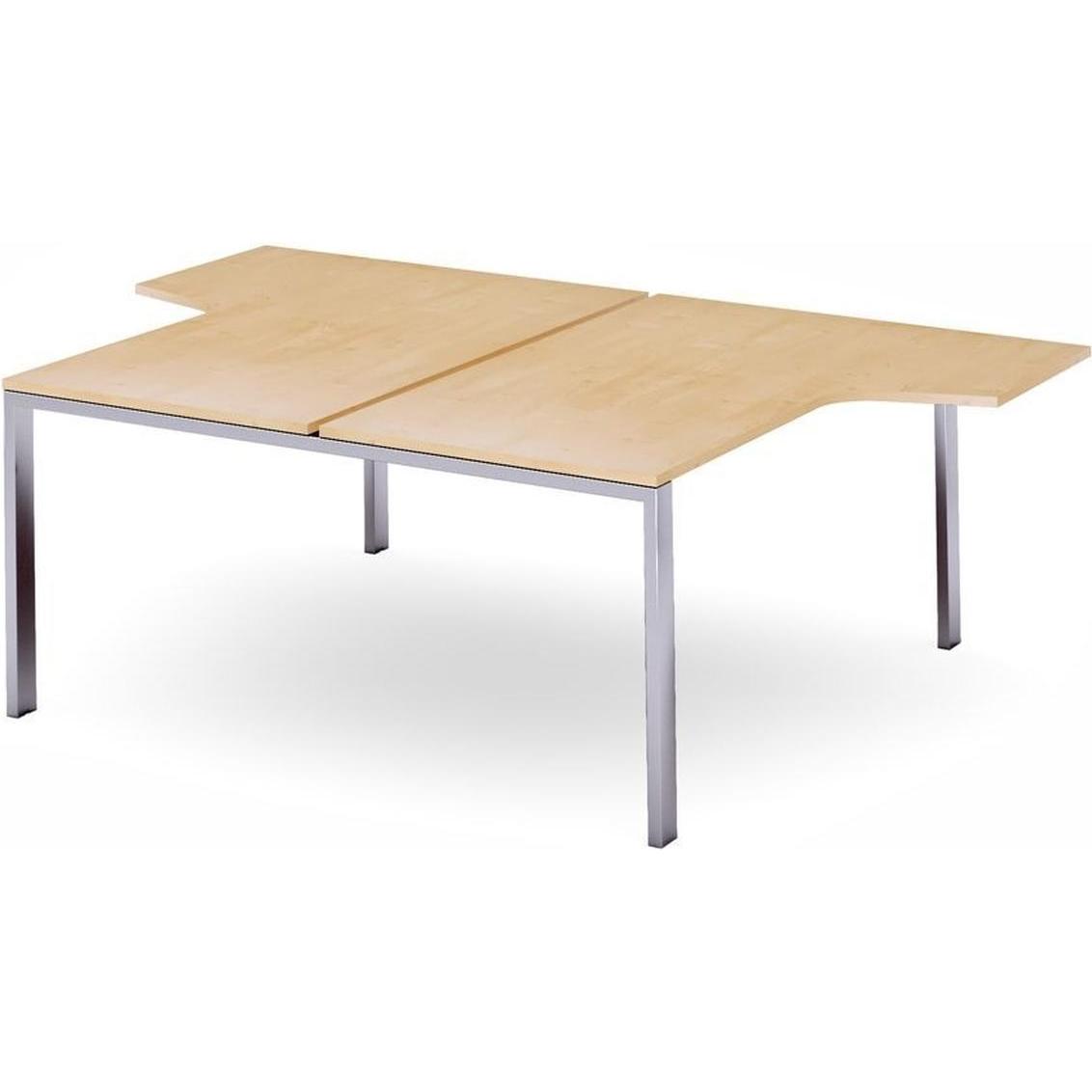 Rocada, Schreibtisch, Mehrfacharbeitstisch Total L-Form BxTxH 180xx163/220x73cm Gestell verchromt Platte Melamin buche