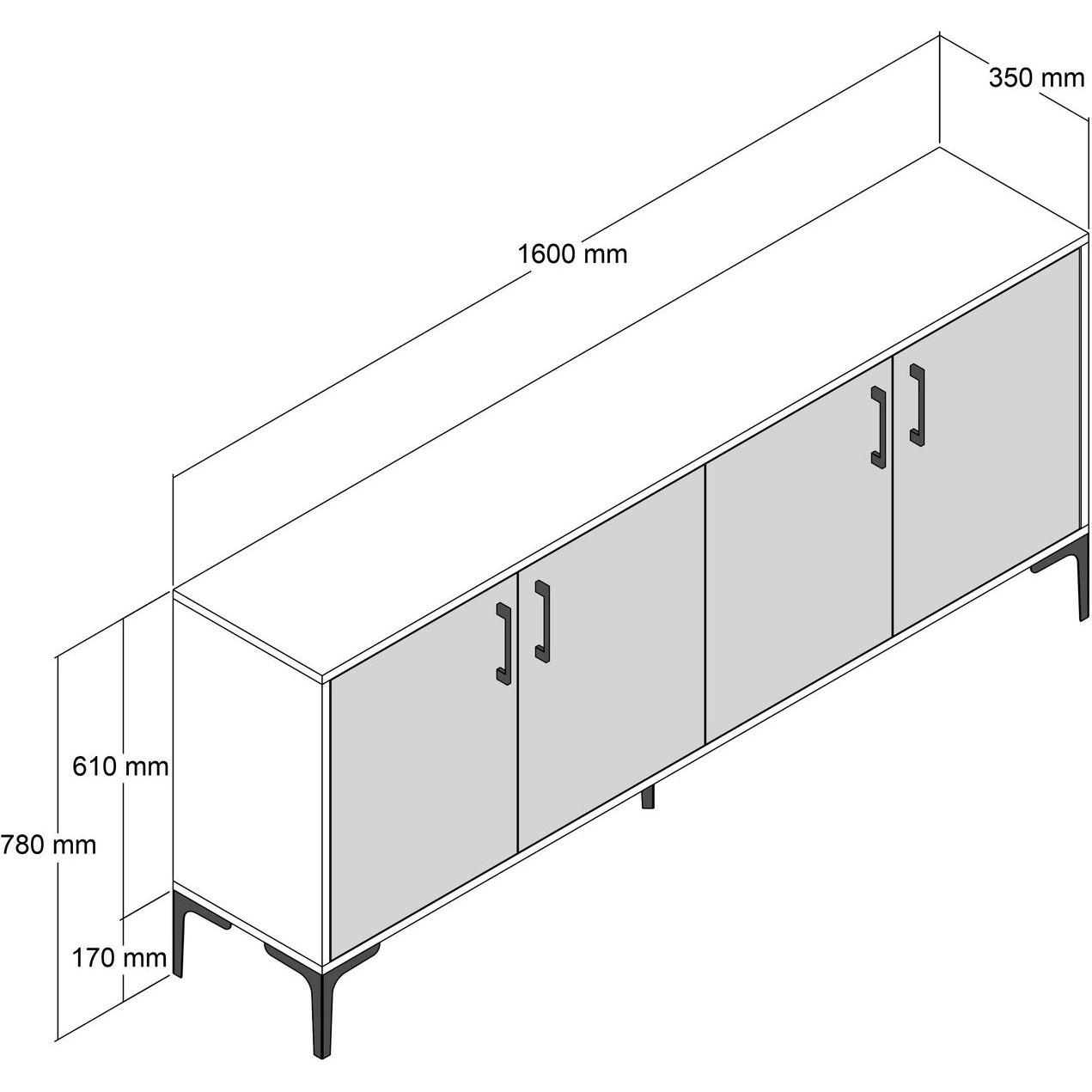 Thumbnail - Hanah Home, Kommode + Sideboard, Aileen (160 x 35 x 78 cm)
