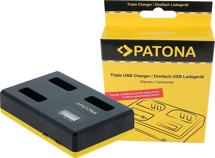 Patona USB Triple Ladegerät f. Canon NB-13L PowerShot G5 X G5X G7 X G7 X Mark II G7X G9 X G9X inkl. (Chargeur de batterie d'appareil photo)