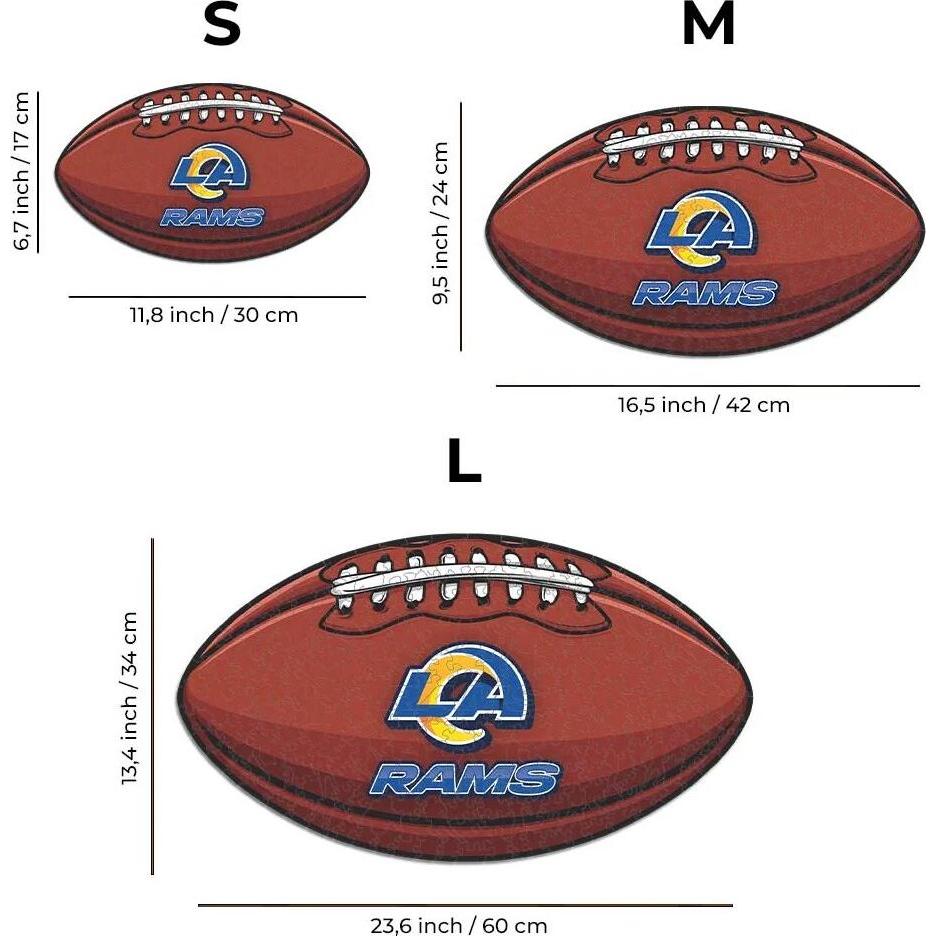 Thumbnail - Iconic NFL - Los Angeles Rams – Football mit Logo - Holz Puzzle Grösse L (500 Teile) (500 Teile)