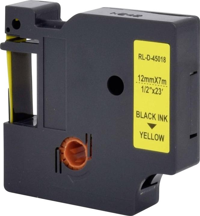 Produktbild Renkforce Schriftband RF-LT-D45018 Kompatibel ersetzt DYMO D1 - 45018 12 mm Ba (1.20 cm, Gelb, Schwarz)