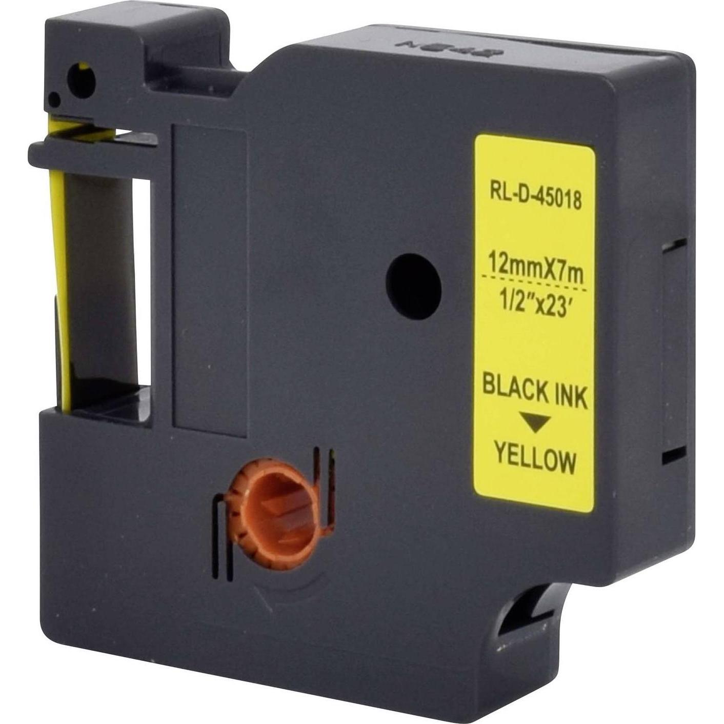 Renkforce, Beschriftungsband, Schriftband RF-LT-D45018 Kompatibel ersetzt DYMO D1 - 45018 12 mm Ba (1.20 cm, Schwarz)