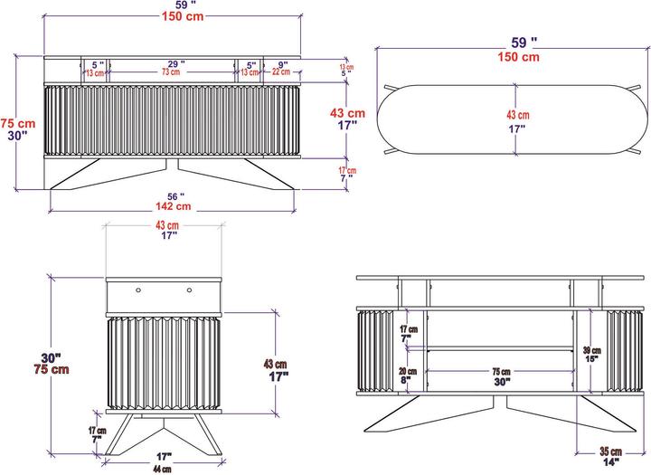 Image du produit Kalune Design Maren (150 x 43 x 75 cm)