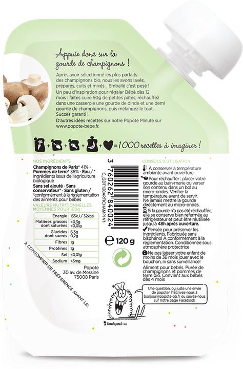 Produktbild Popote Quetschie Champignons BIO (120 g)
