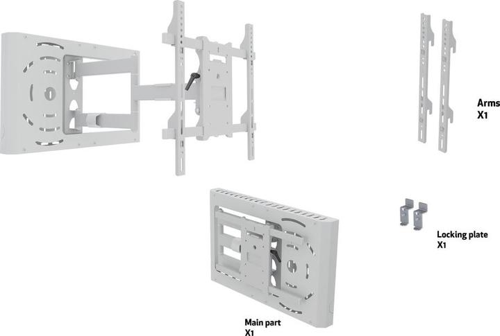 Image du produit Multibrackets Support mural 37" - 70", blanc, métal, max 45 kg (Mur, 45 kg, 37" - 70")