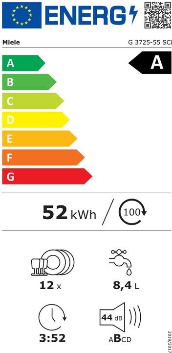 Energy Label Miele G 3725-55 SCi