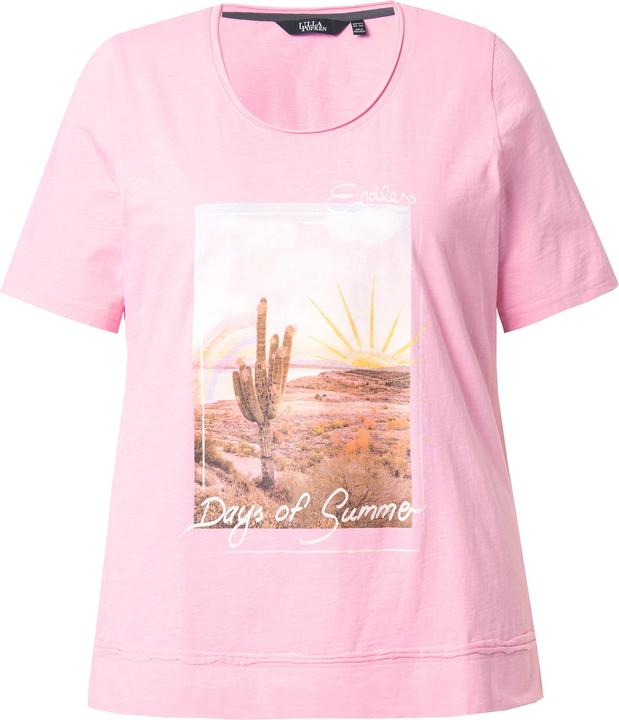 Image du produit Ulla Popken T-shirt à manches courtes. Encolure ronde à bords roulottés. Coupe Classic et imprimé cactus (46, 48)