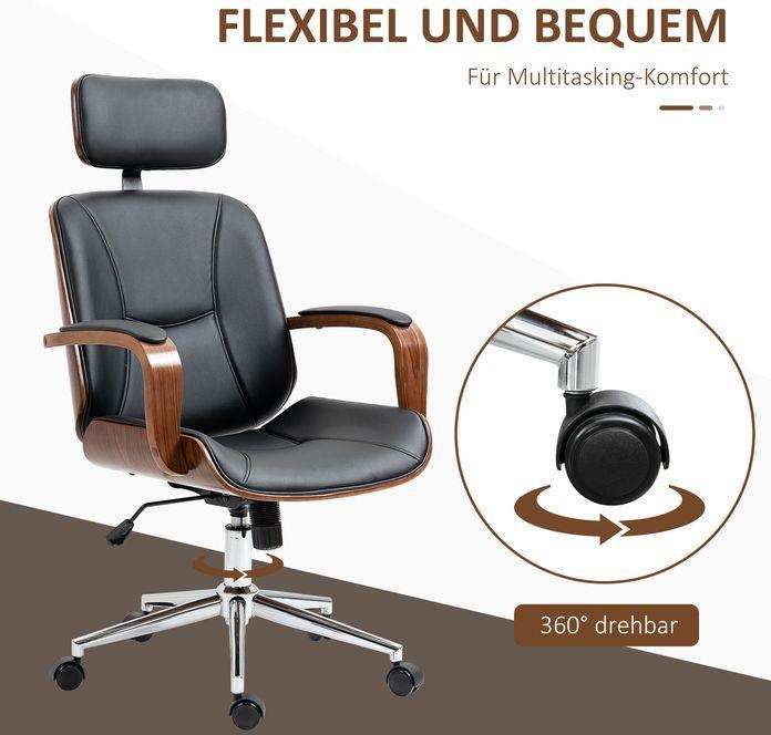 Produktbild Swisshandel24 Bürostuhl, ergonomisch, hohe Rückenlehne, Abnehmbarer Kopfstütze, Schwarz (47.50 - 57.50 cm)