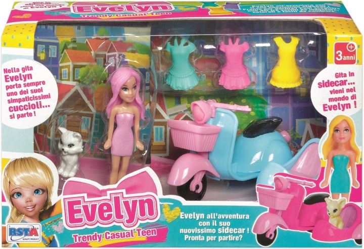 Actual product image Rs Toys Playset Mini Evelyn C. Scooter + 3 Dresses