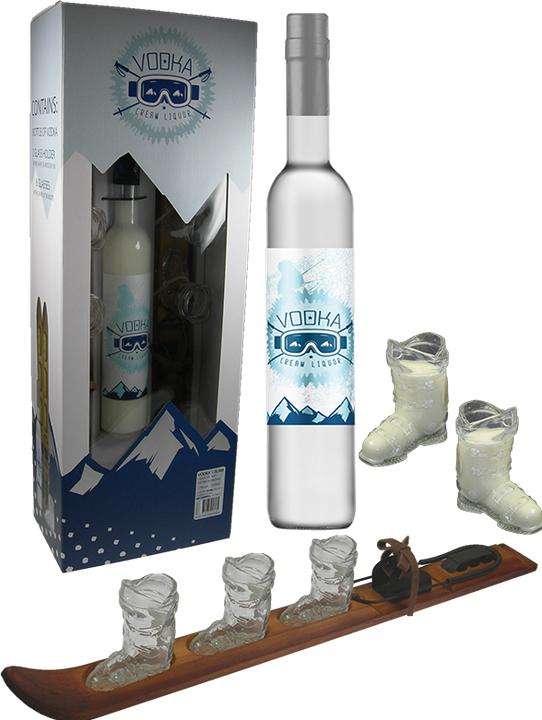 Produktbild Mayer - the gift factory Vodka-Cream-Likör 500ml - 17%vol. mit Skis und Skischuhe