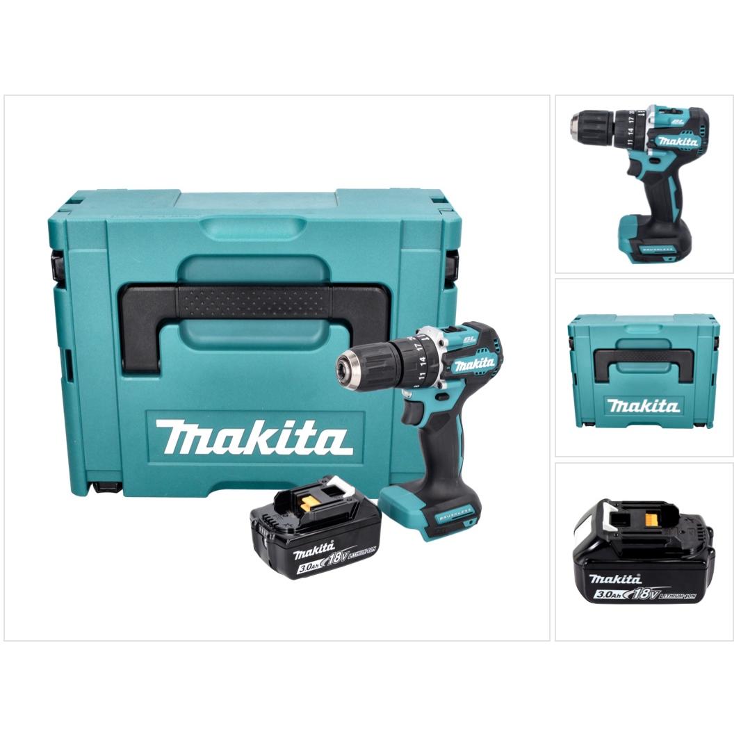 Makita, Trapano + Avvitatore a batteria, DHP 487 F1J Perceuse-visseuse à percussion sans fil 18 V 40 Nm Brushless + 1x batteria 3.0 Ah