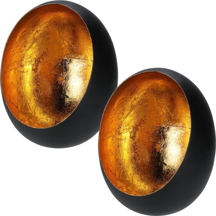 Actual product image Casativo 2er-Set Elegantes Windlicht aus Metall für Kerzen & Teelichter, schwarz/gold (2 x)
