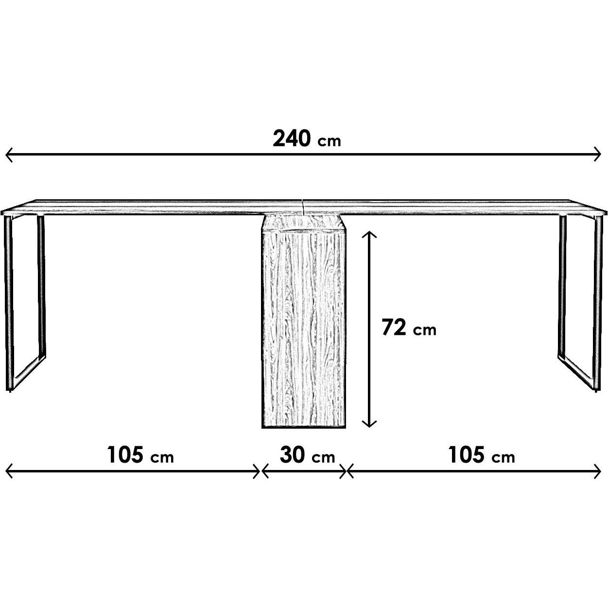Thumbnail - Kalune Design, Schreibtisch, Princeton (240 x 60 x 72 cm)