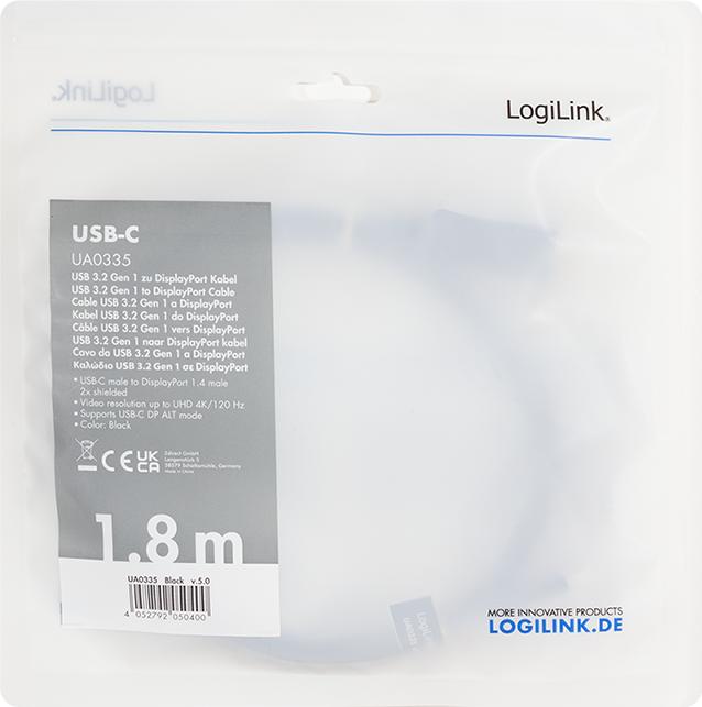 Produktbild LogiLink USB Typ C — DisplayPort (1.80 m)