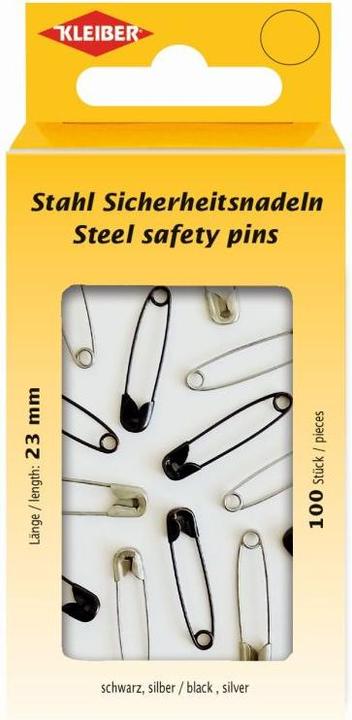 Produktbild Kleiber Sicherheitsnadeln Edelstahl 23 mm schwarz/silber 100 St