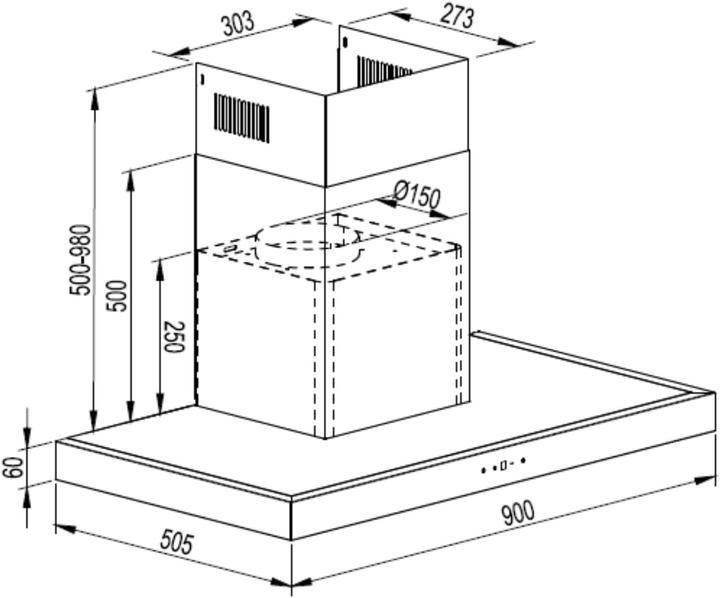 Image du produit Corbero Hotte décorative horizontale, débit 1000 m3/h, 3 vitesses, classe A++ (Hotte murale)