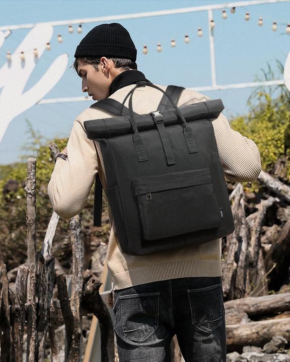 Actual product image Only-Bags.Store Backpack daypack with laptop compartment, Modern roll top backpack daypack, Waterproof school