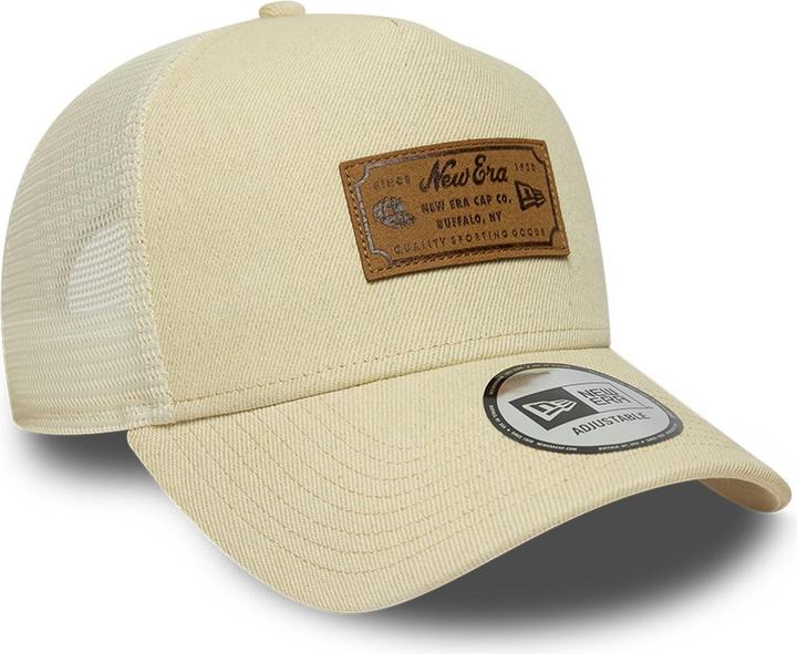 Produktbild New Era A-Frame Mesh Trucker Cap - LEDER Brand Patch beige (One Size)