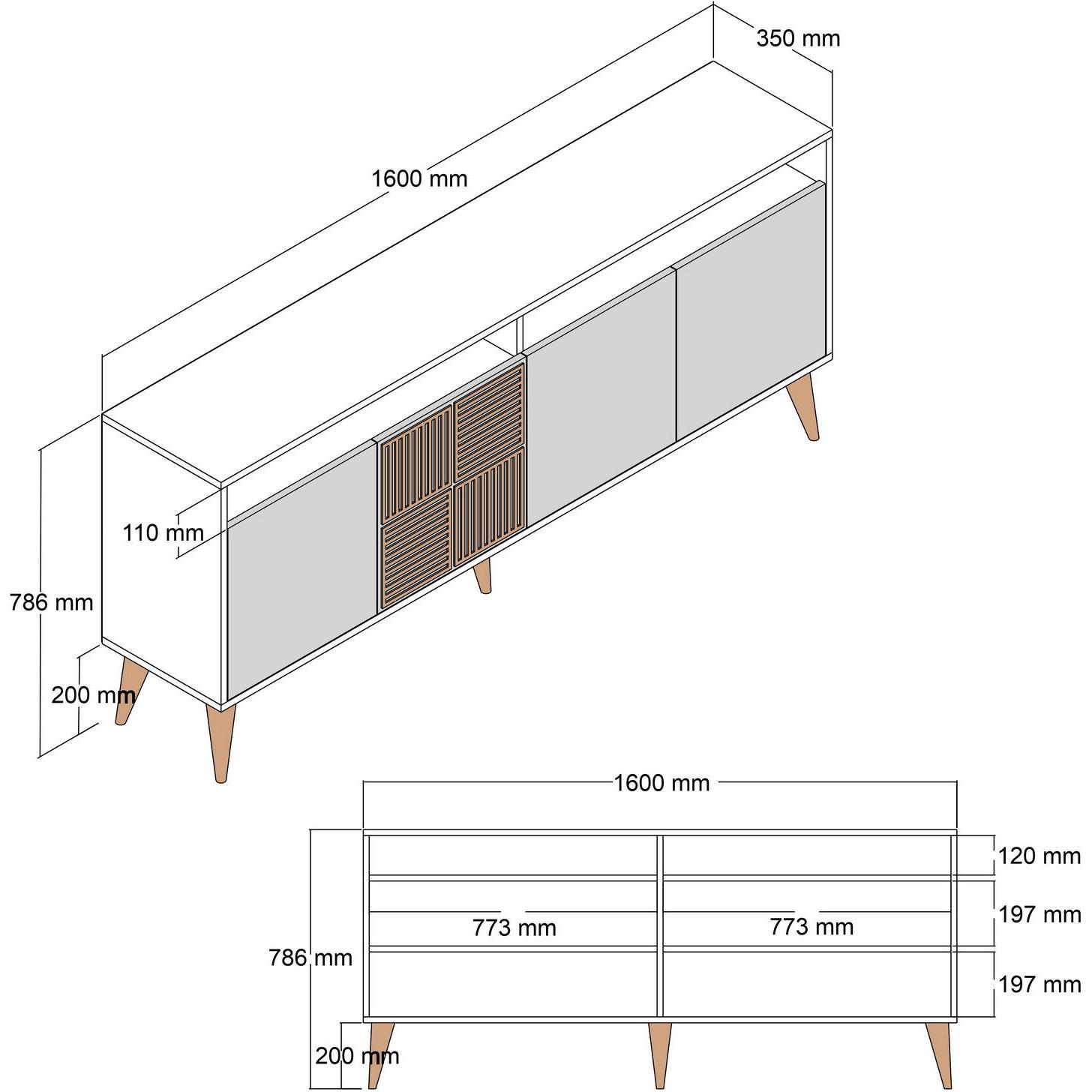 Thumbnail - Hanah Home, Kommode + Sideboard, Corentin (160 x 35 x 78 cm)