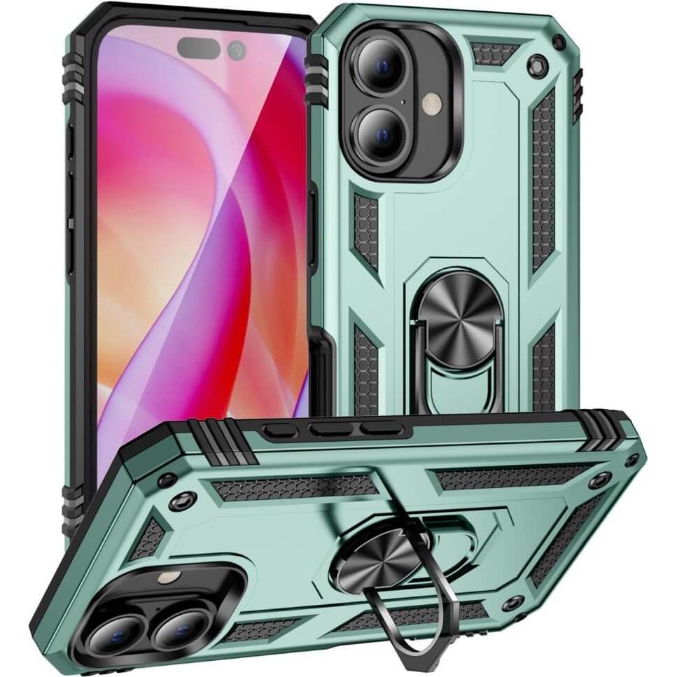 Cover-Discount iPhone 16 Plus - Robustes Back Cover mit Kickstand (Apple iPhone 16 Plus), Smartphone Hülle, Grün
