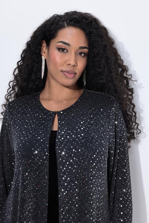 Produktbild Ulla Popken Jacke, lange, offene Form, Glitzer-Mesh, Pailletten (50, 52)