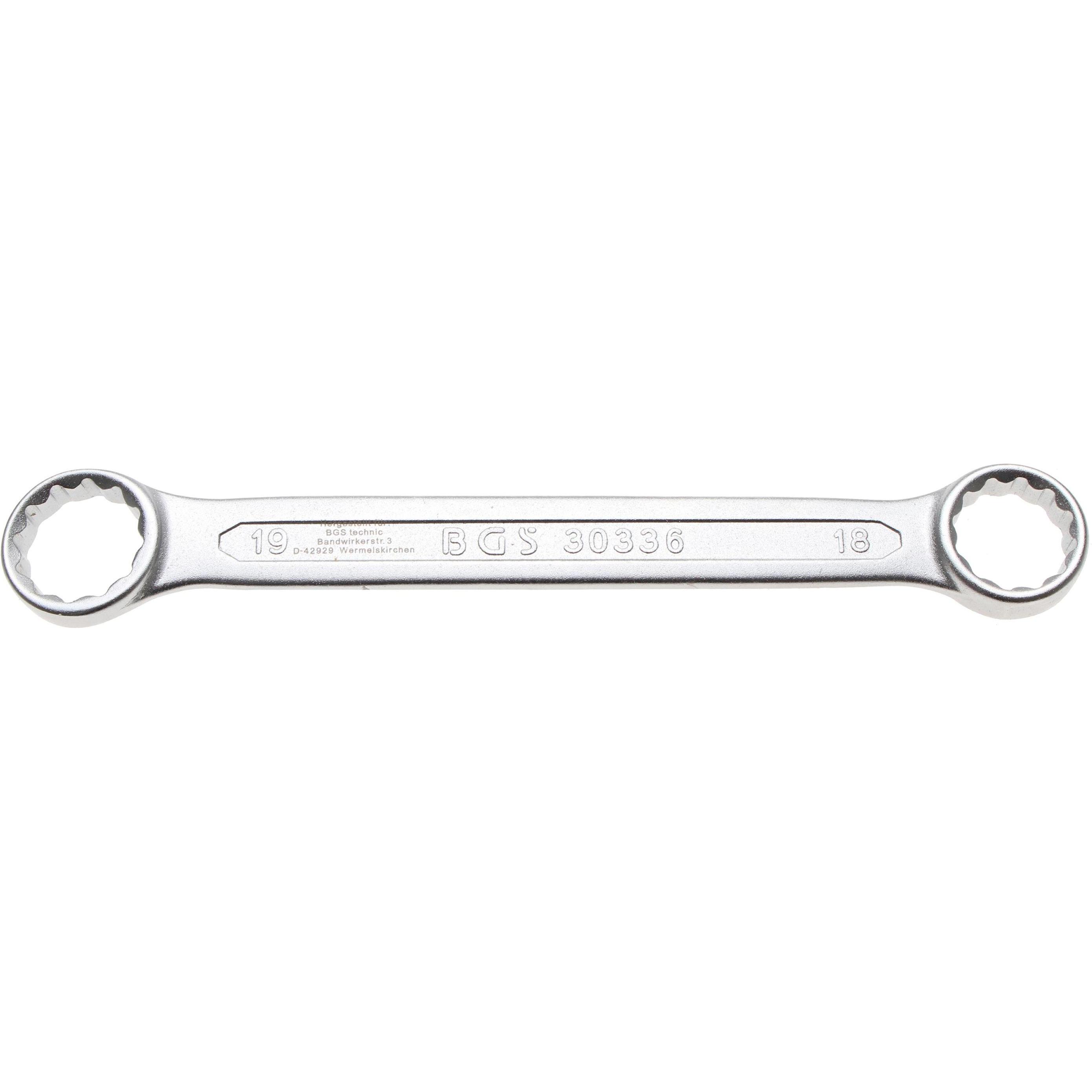 BGS, Schraubenschlüssel, Doppel-Ringschlüssel extra flach SW 18 x 19 mm (18 mm, 19 mm)