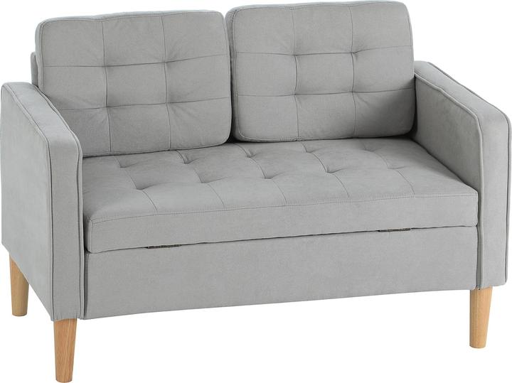 Homcom 2 Sitzer Sofa Samt, Gummiholz Hellgrau (2 person sofa)