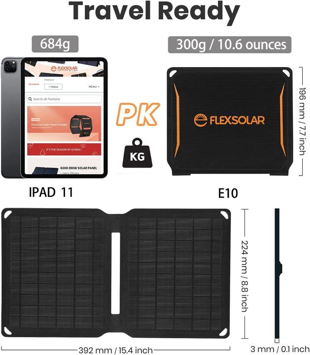 Produktbild FlexSolar Solarpanel-Ladegeraet (10 W, 0.30 kg)