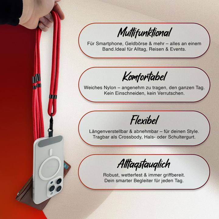 Immagine prodotto Nalia HoldMe Lanyard Handykette - Universal Trageband für Smartphones - Verstellbar, Soft & Elastisch