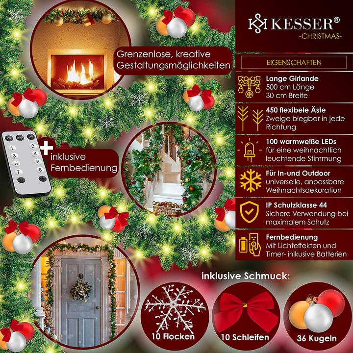 Produktbild Kesser Weihnachtsgirlande 5m mit Beleuchtung
