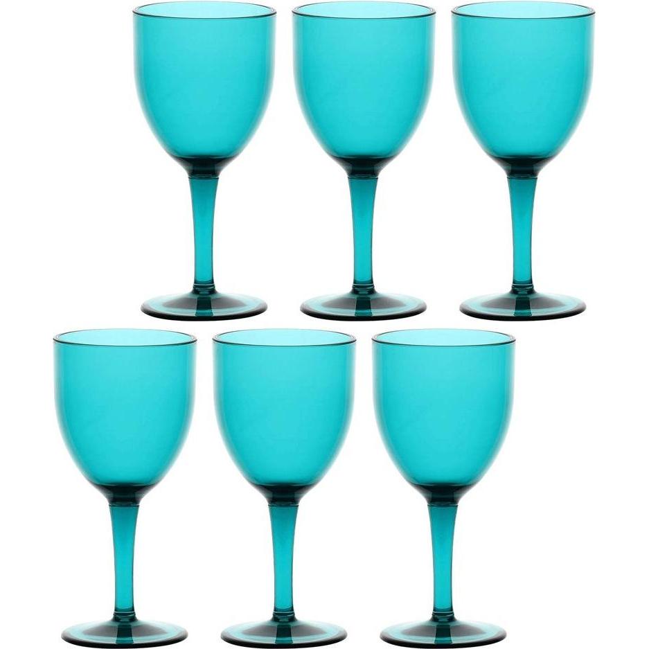 Rose Tulipani ROSE&TULIPANI FIABA Set of 6 Acrylic Wine Glasses 400 ml Turquoise, Weingläser, Türkis