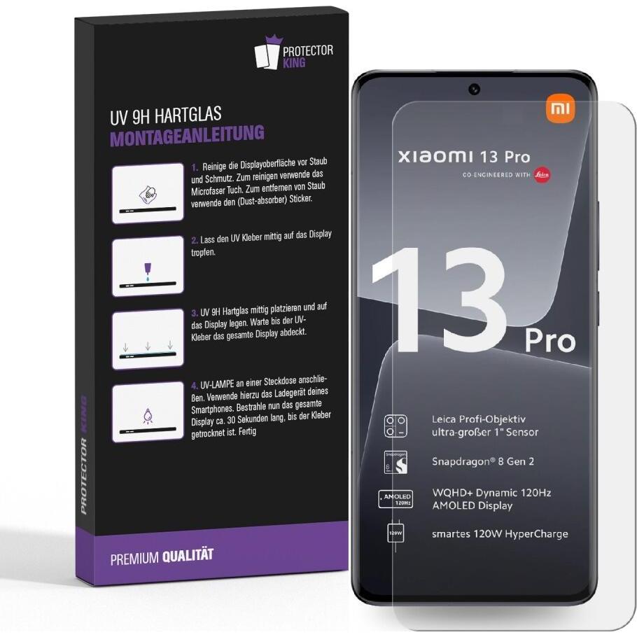 Thumbnail - Protectorking 1x UV Liquid Echtes Tempered 9H Panzerhartglas 3D KLAR (1 Stück, Xiaomi 13 Pro), Smartphone Schutzfolie