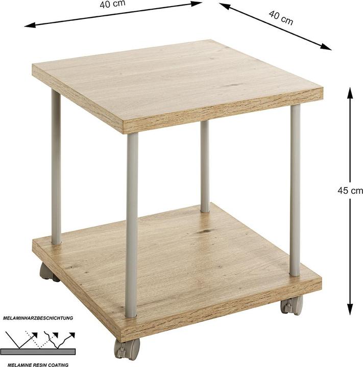 Productafbeelding HAKU Möbel Bijzettafel op wielen (40 x 40 x 45 cm)