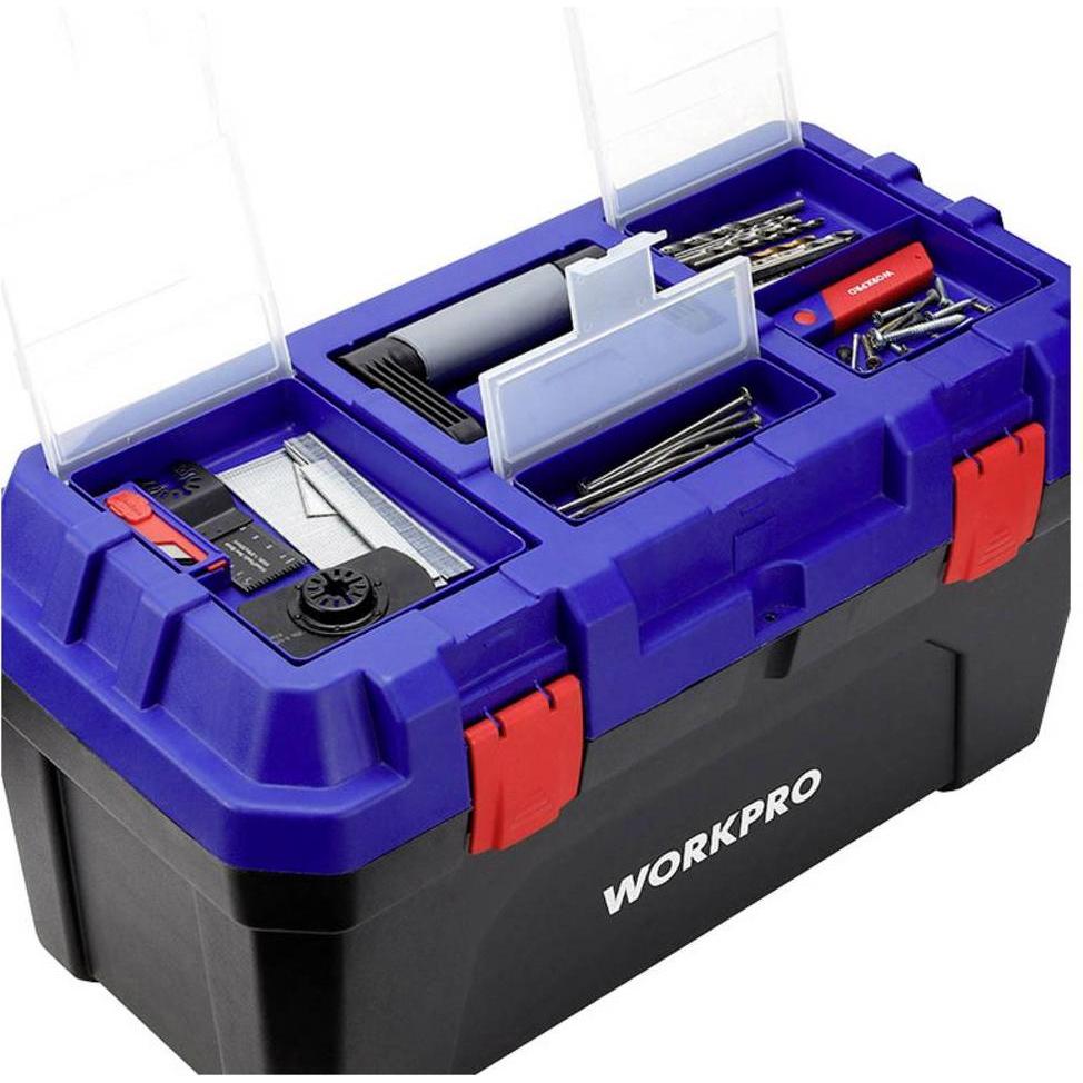 Workpro, Cassetta degli attrezzi, WP283003 572 x 300 x 295 mm Werkzeugkasten unbestückt Blau, Schwarz