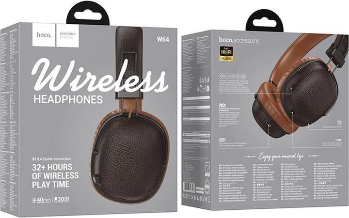 Produktbild Hoco Wireless headphones Wireless headphones W64 brown (32 h, Kabellos)