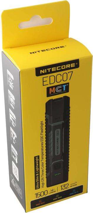 Actual product image Nitecore EDC07 – 1500 Lumen LED Taschenlampe mit MCT-Technologie, Schwarz (12 cm, 1500 lm)