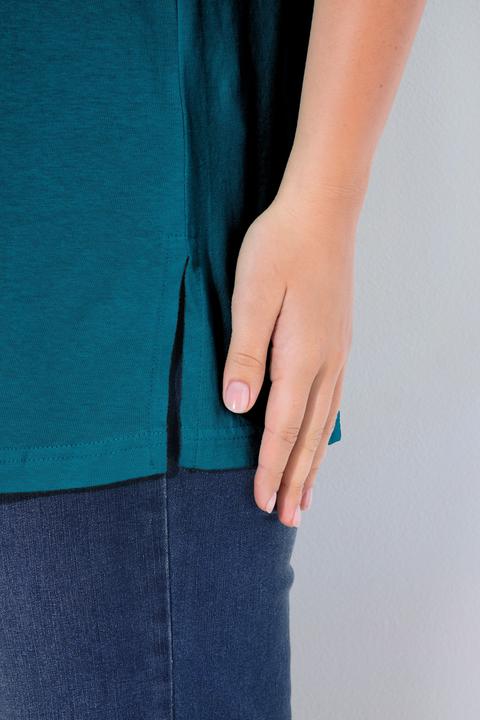 Actual product image Ulla Popken Basic Round Neck Short Sleeve Relaxed Fit Tee (68)