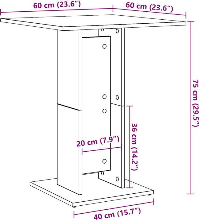 Produktbild vidaXL Bistrotisch (60 x 60 x 75 cm)