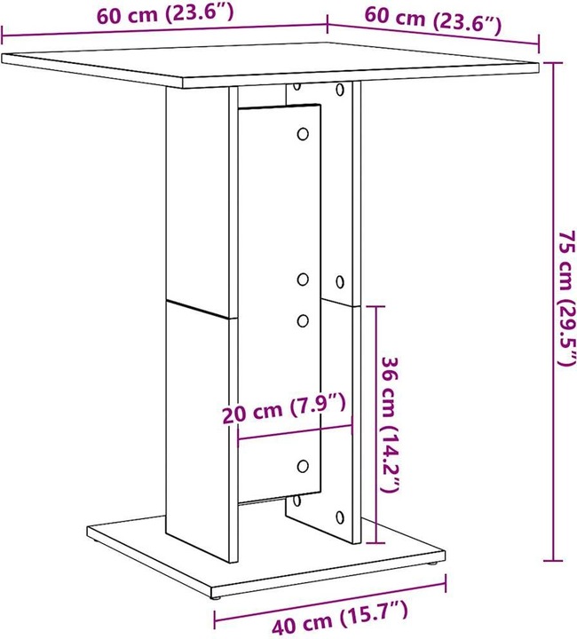Actual product image VidaXL Bistrotisch (60 x 60 x 75 cm)