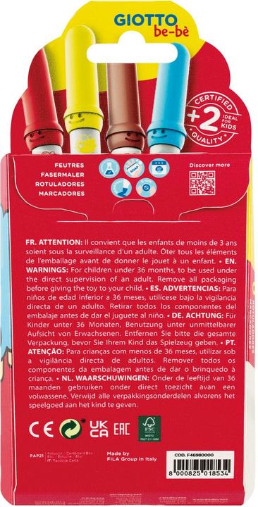 Image du produit Giotto Feutres be-bé 6 pièces, Multicolore, Largeur de trait : Aucun (6x)